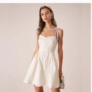 RIHOAS White Mini Dress with Lilac Tie-Straps